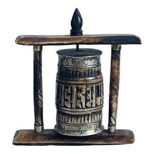 Tibetan Prayer Wheel Metal Frame Prayer Wheel Amulet Monument